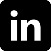 LinkedIn logo with white 'in' letters on a black rounded square background.