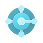 Blue circular logo with interconnected dots forming a network or molecule design.