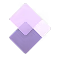 Purple diamond-shaped geometric logo with a gradient on a white background.