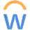 Stylized blue letter W with an orange curved arc above it.