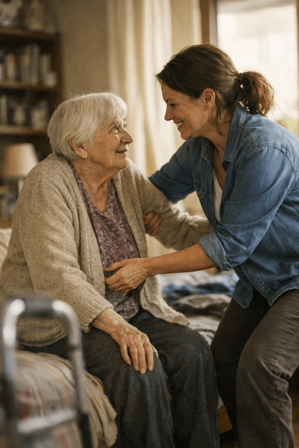image of a customer admiring garden work