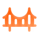 Icon of an orange suspension bridge.