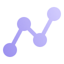 Blue and purple gradient line graph with six connected circular data points arranged diagonally upward.