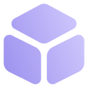 Three purple rounded rectangles arranged to form a cube shape.