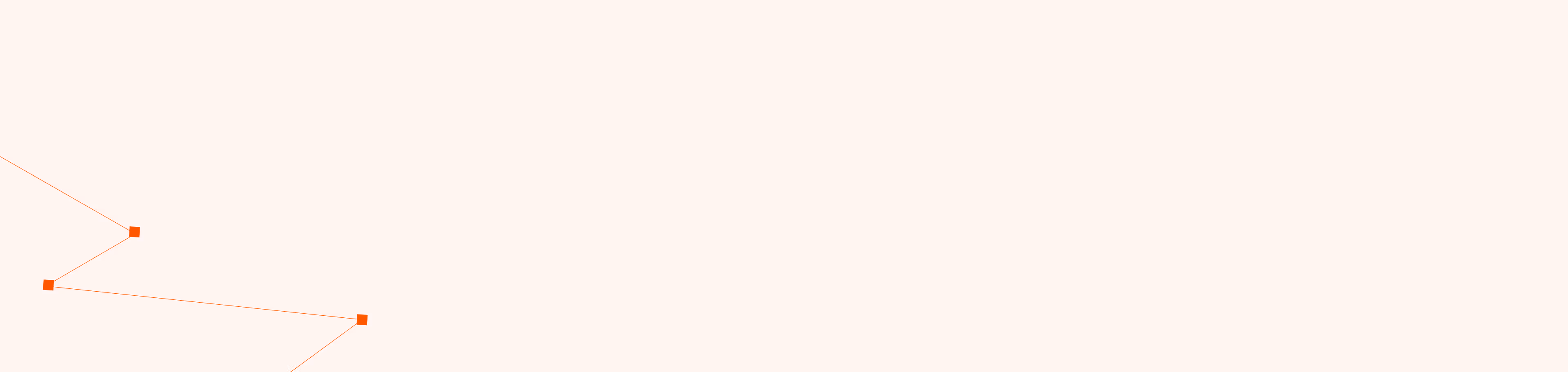 Abstract network of red squares connected by thin red lines on a pale pink background.