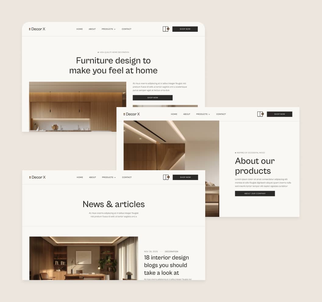 Decor X - Sections Included - Online Ecommerce Webflow Template