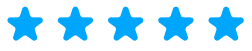 Row of five blue stars evenly spaced on a white background.