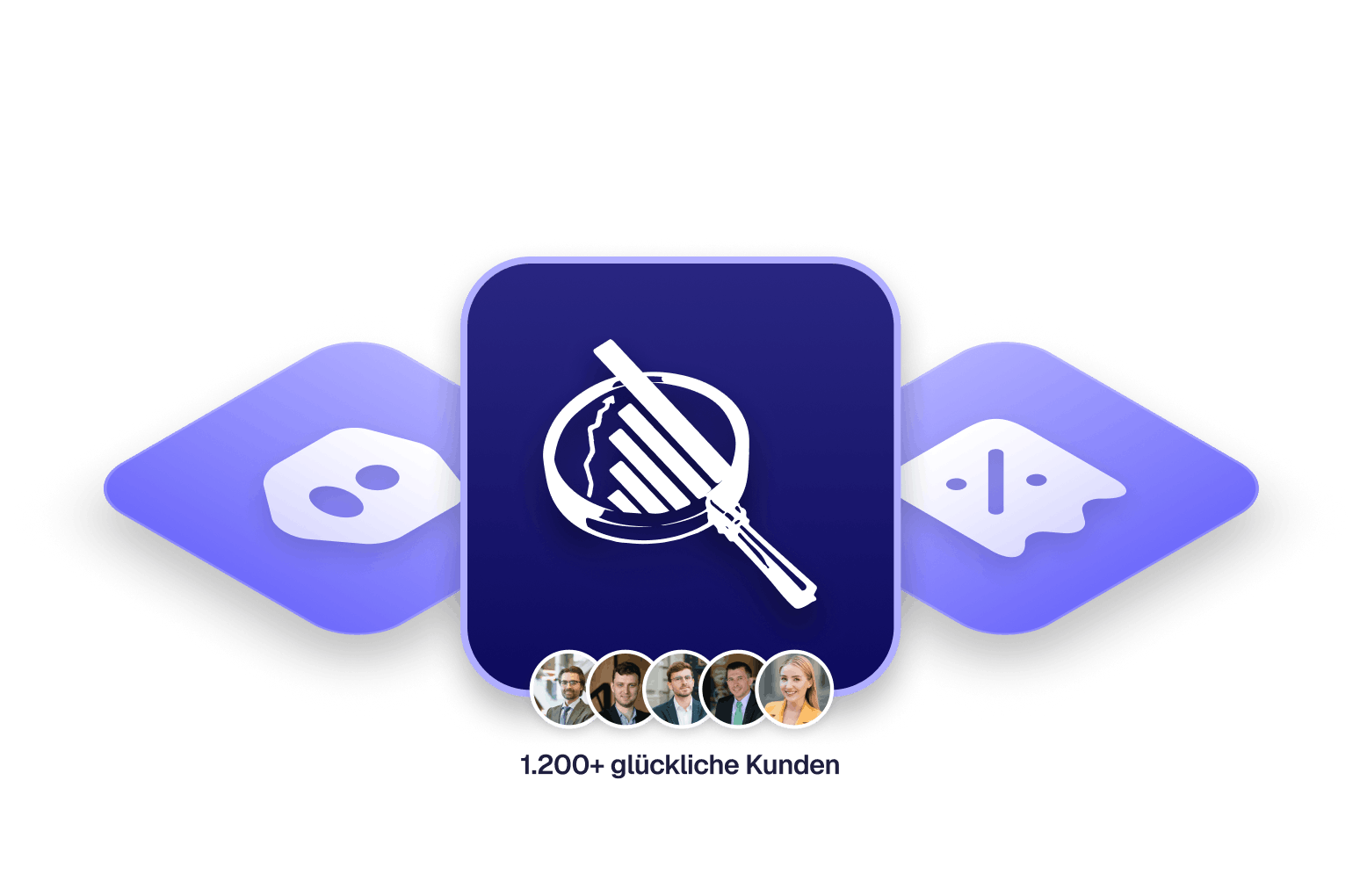 Drei stilisierte Glühbirnen als Symbol für Strategie und Idee, Schritt 03 der Optimierung.