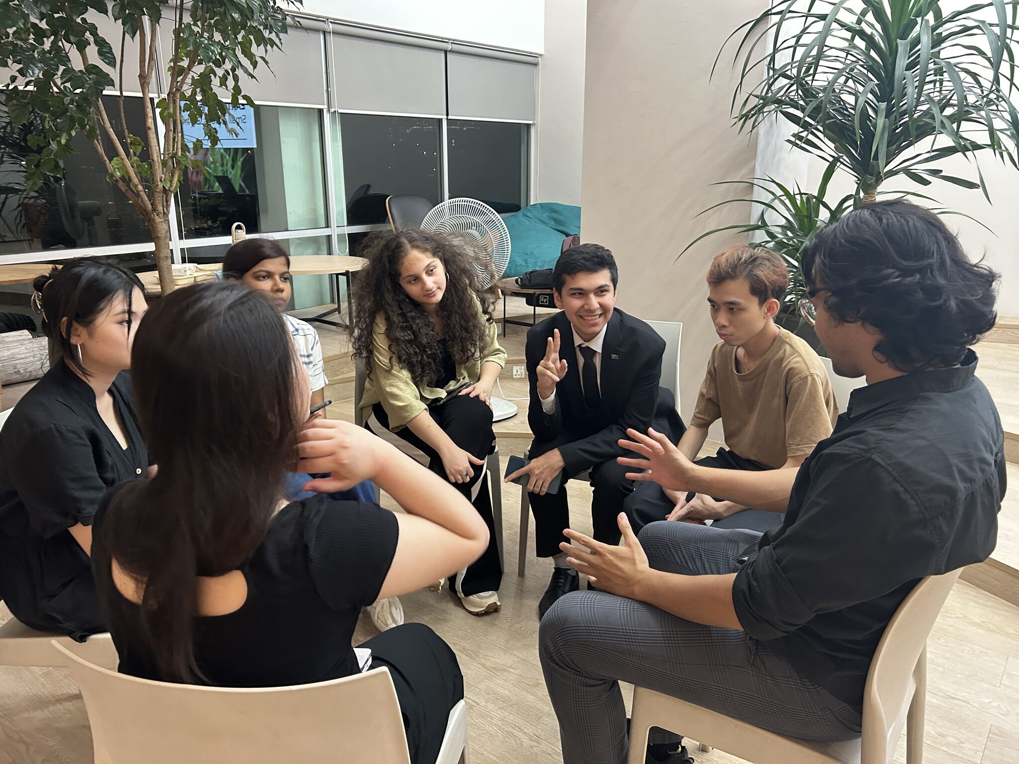 Earth Day event at Taylor's Residence - student discussion