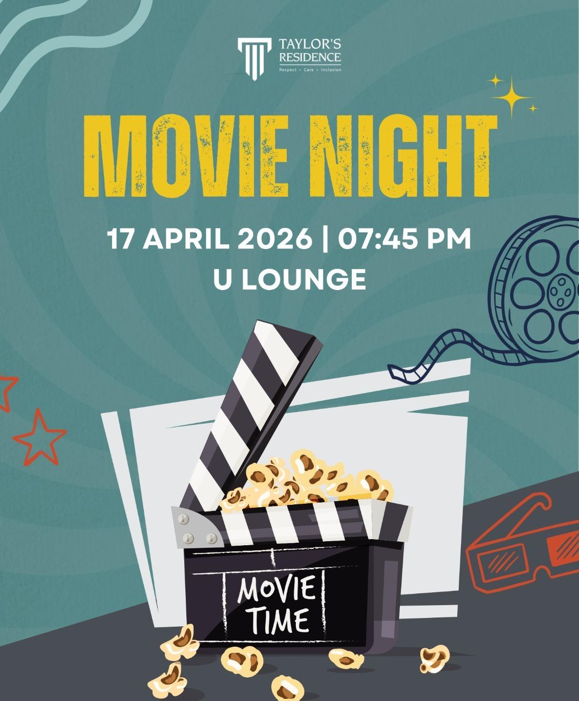 Taylor’s Residence Movie Night poster for 17 April 2026 at U Lounge.