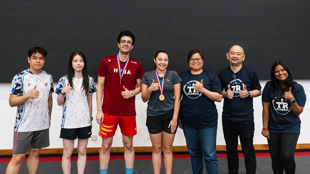 TR Olympics badminton winners with Taylor’s Residence organisers after the championship.