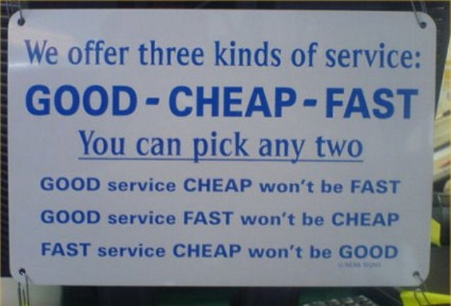 Better, faster, cheaper is the paradox of procurement.