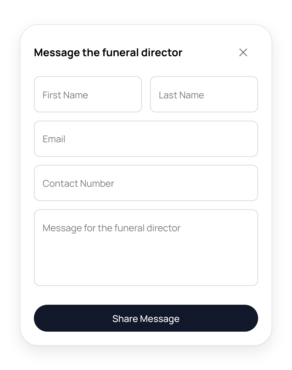 A form in the FACFO directory for families to message a member funeral director