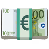 Billete de 100 euros con diseño azul y verde y símbolo del euro.