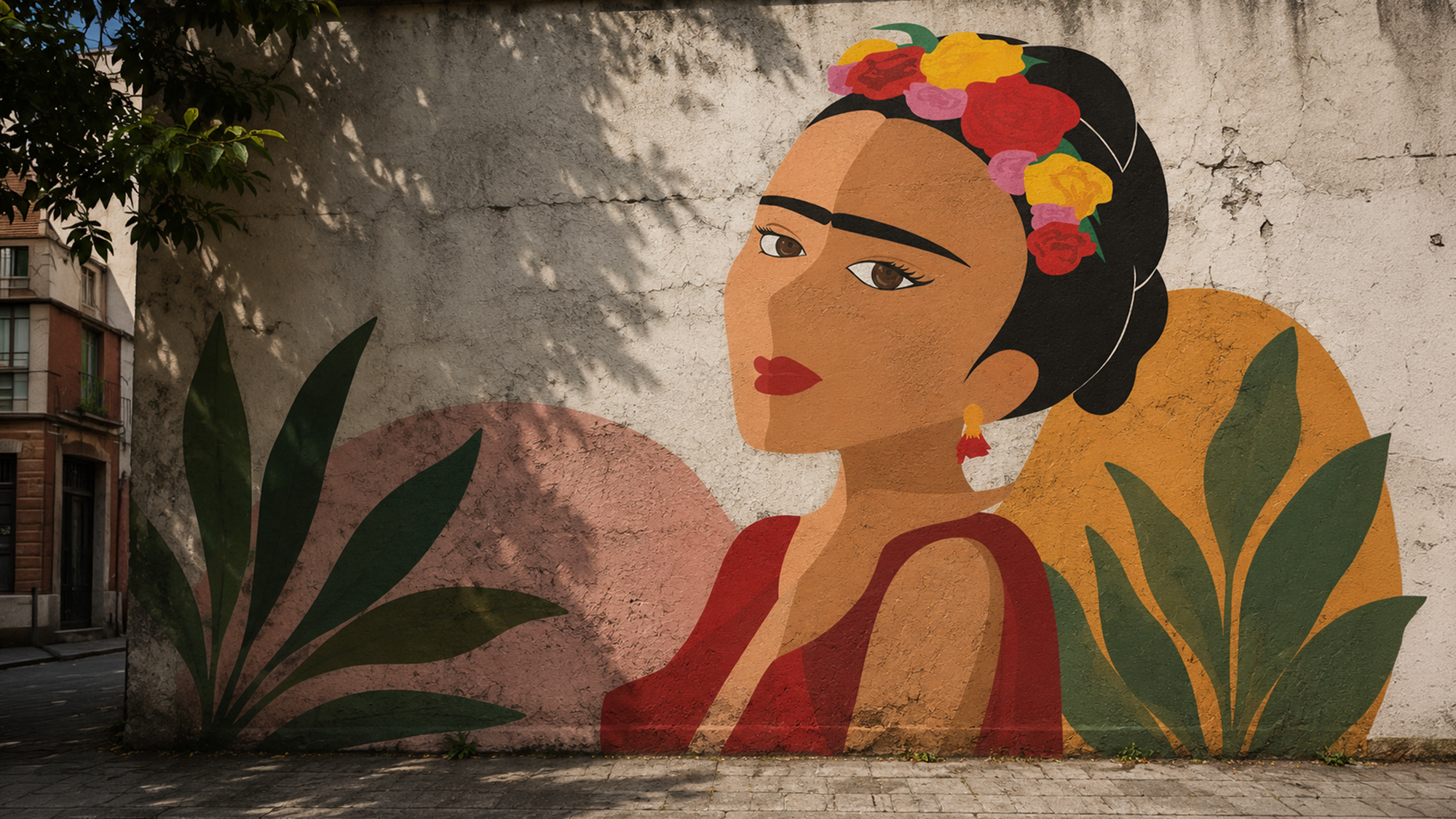 Frida Kahlo Grafiti an Wand,  Illustration Jusumi Design