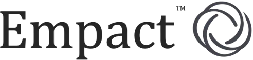 Impact brand name with a circular swirl logo to the right.