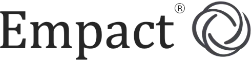 Empact brand name with a circular swirl logo to the right.