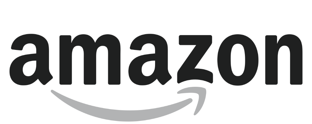 Amazon logo with black lowercase text and a curved arrow smile from A to Z.