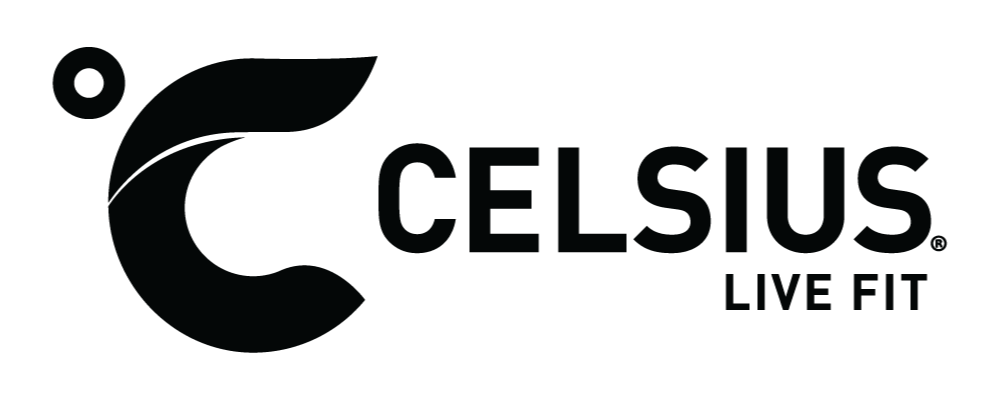 Celsius brand logo with the tagline Live Fit.
