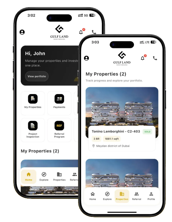 تطبيق Privé من غلف لاند على هاتفين