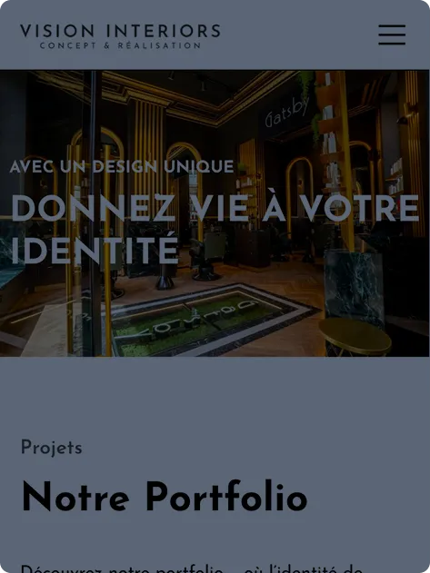 Mockup du site web réalisé pour Vision Interiors