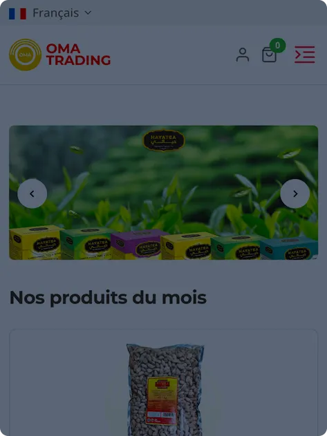 Mockup du site web réalisé pour Oma Trading