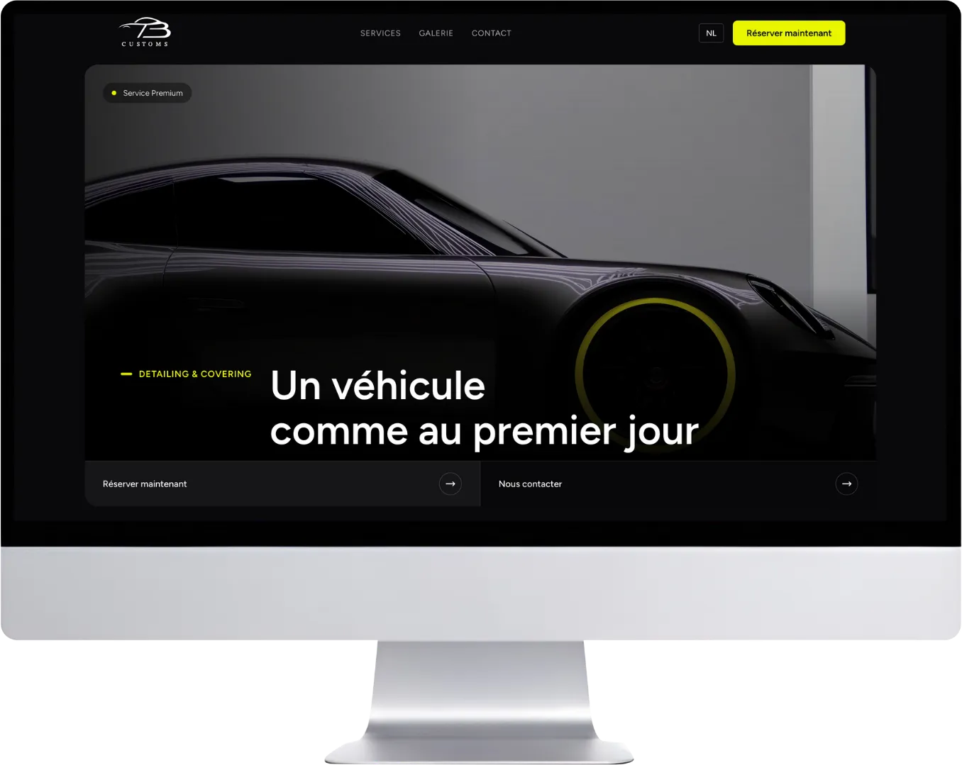 Mockup du site web TB Customs réalisé par Pushweb