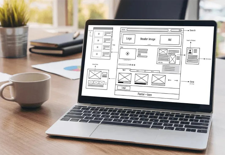 Image d'un pc montrant le plan pour la refonte d'un site internet