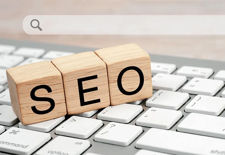 Image montrant des dés avec les 3 lettres du mot "seo"