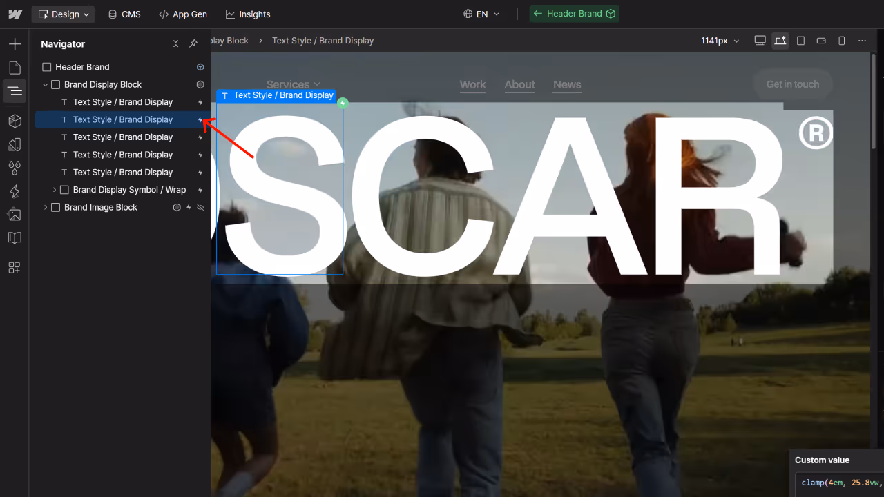 Three people running on a grassy field with large white text 'SCAR®' overlaid on the image.