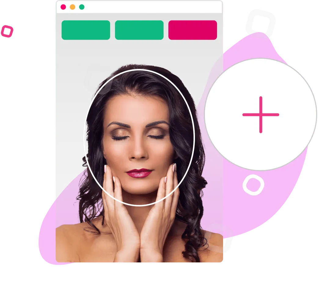 woman touching her face