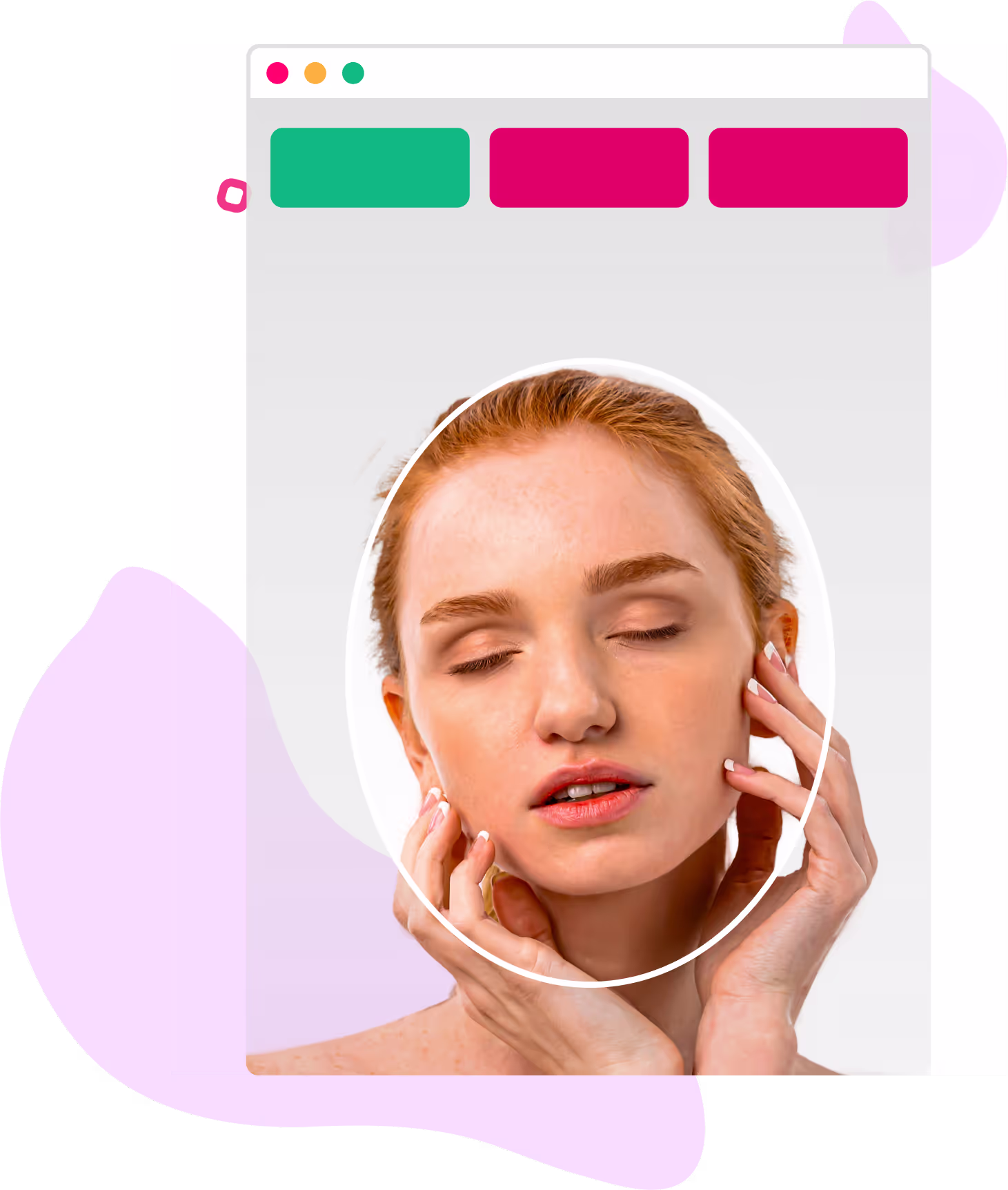 woman touching her face