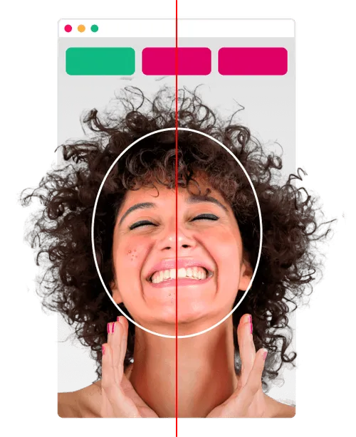 happy woman touching her face