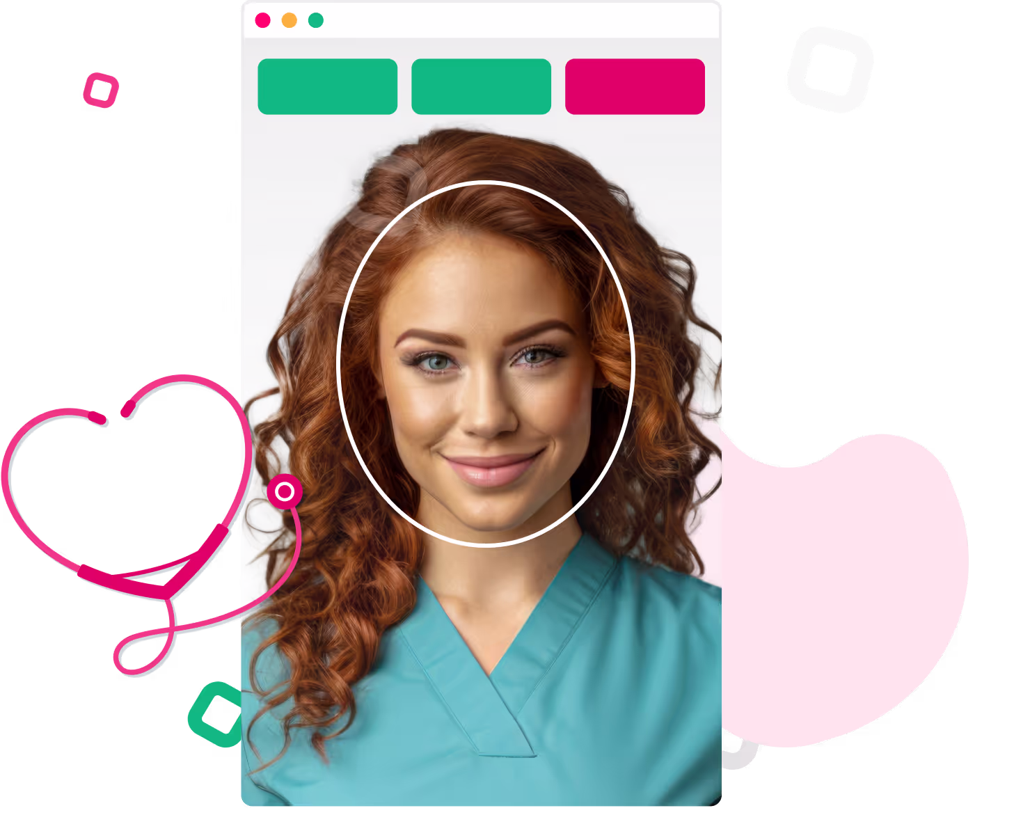 happy woman with curly hair smiling