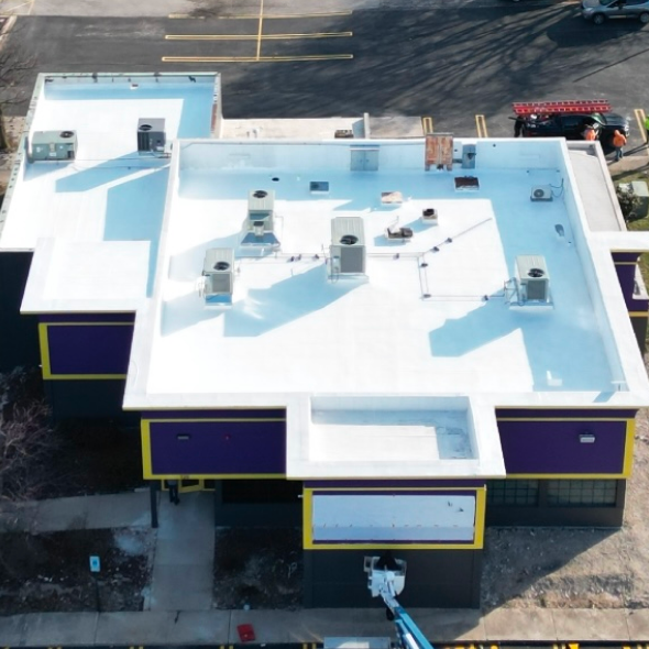 Comparison of TPO EPDM and PVC flat roofing systems on a commercial roof