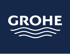 Logo der Marke GROHE mit stilisierten Wasserwellen darunter.