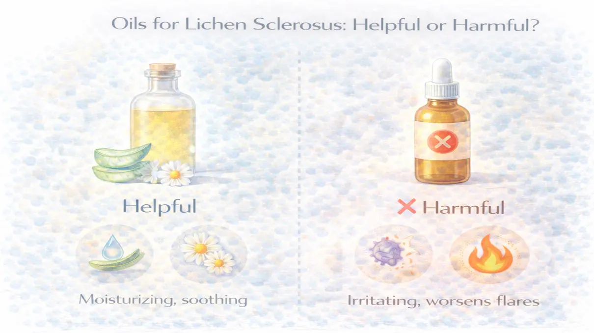 Topical oil application on sensitive lichen sclerosus skin showing mixed effects