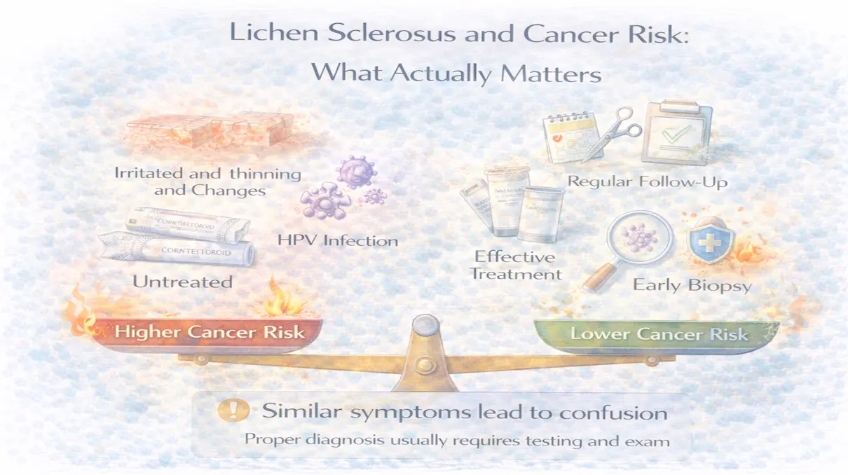 Lichen sclerosus long term monitoring and cancer risk awareness