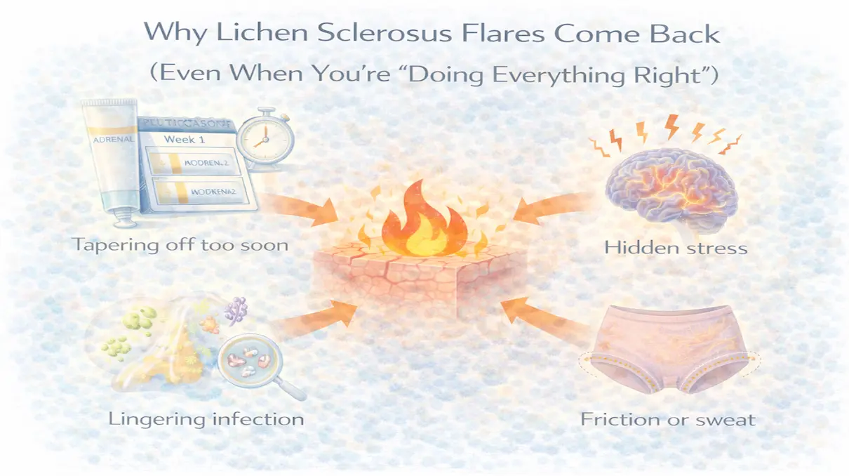 Lichen sclerosus flare triggers and immune activation in skin