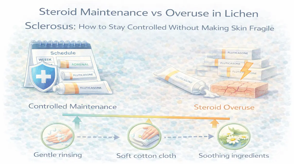 Steroid maintenance and tapering approach for lichen sclerosus skin care