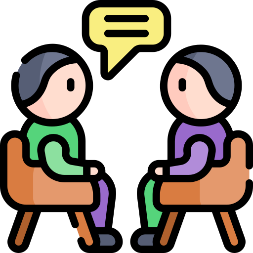 Icon showing two people talking in a therapy setting