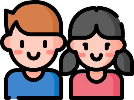 Icon showing two children, one boy, one girl