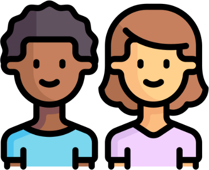 Icon showing two teenagers, one boy, one girl