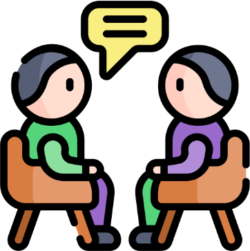 Icon showing two people talking in a therapy setting