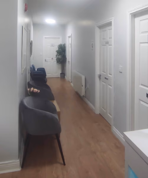 The waiting area in Deirdres office