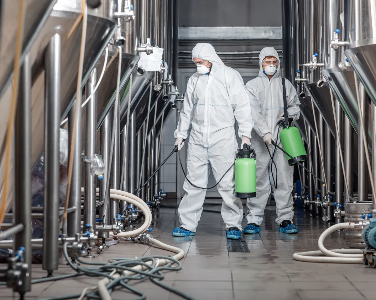 two workers  in an industrial setting 