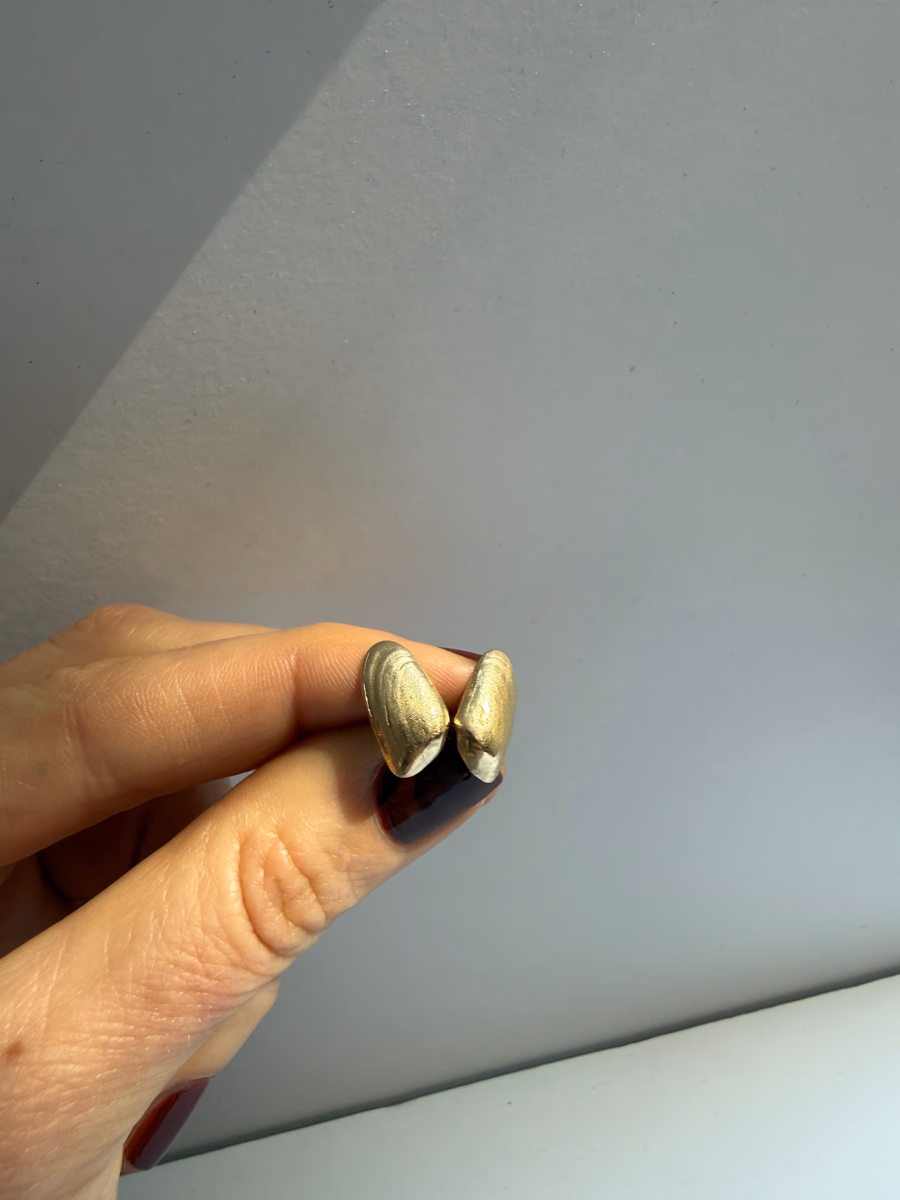 Mussel shell ear studs 