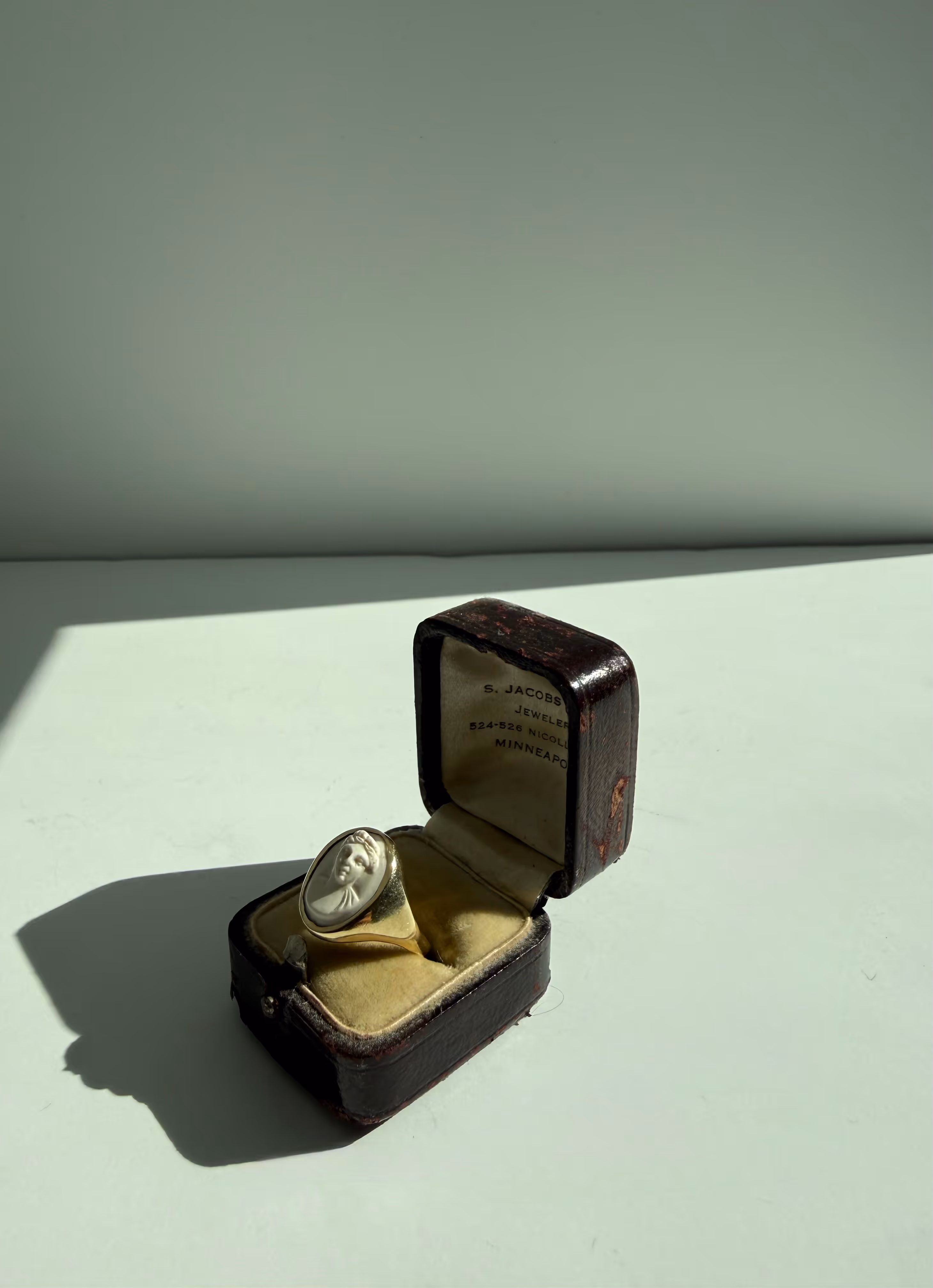 Antique White Lava Stone Cameo Ring