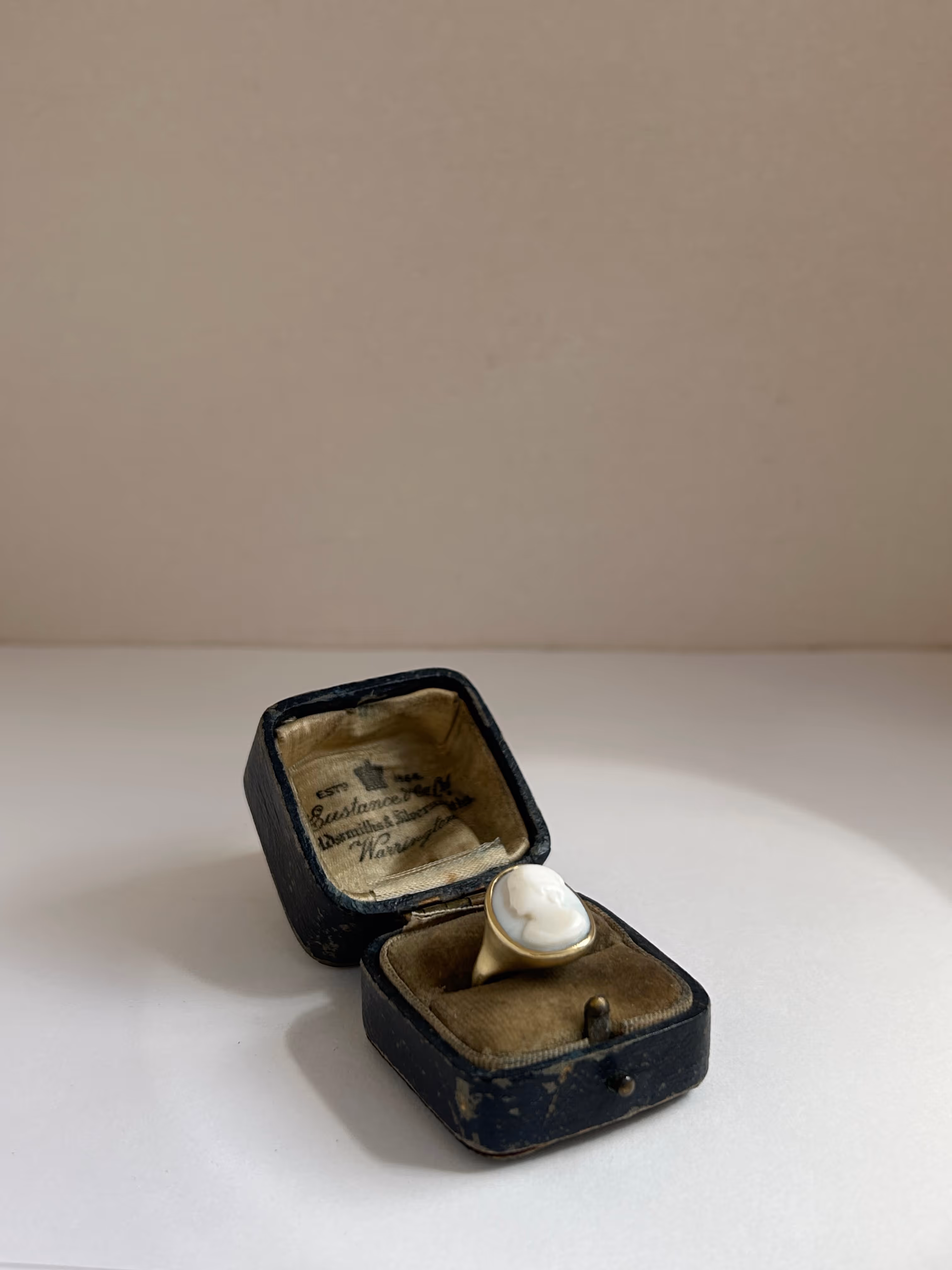 Patinated White Lava Cameo Ring