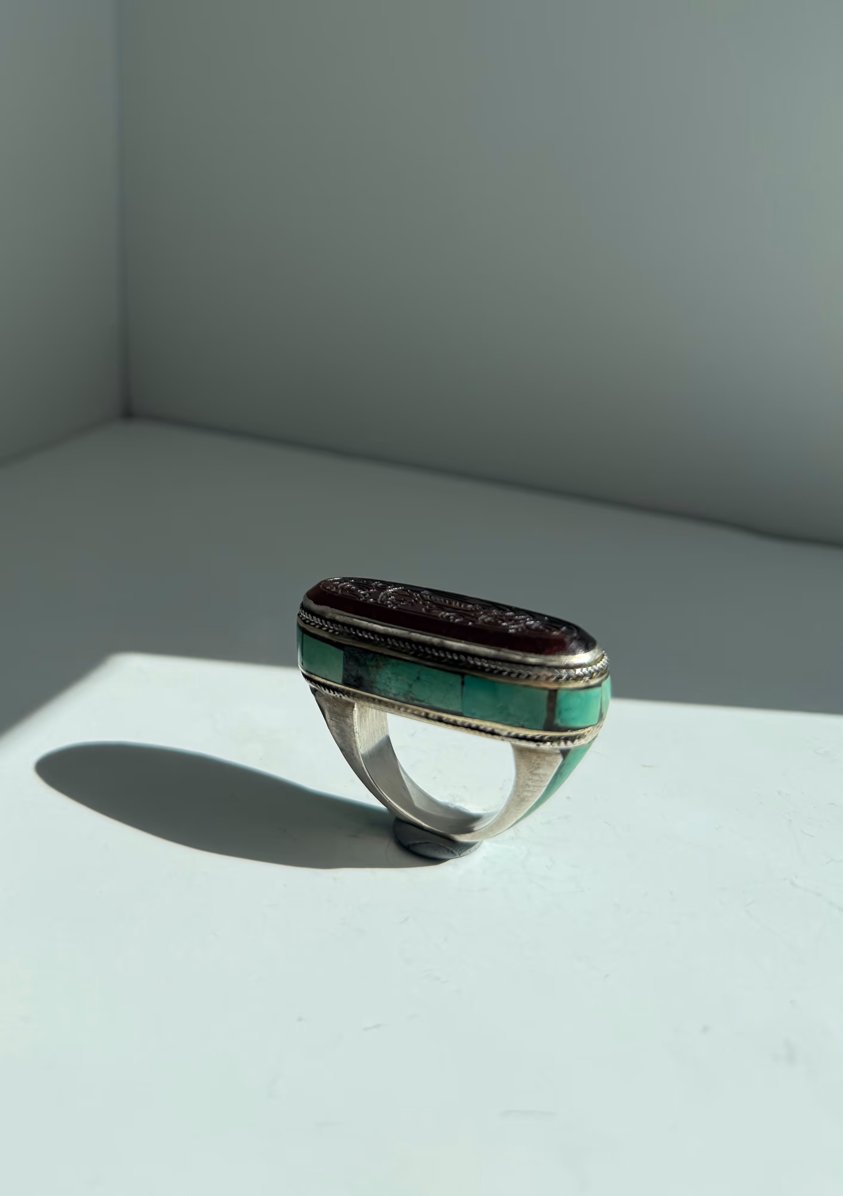 Antique Tribal Turquoise & Agate Ring
